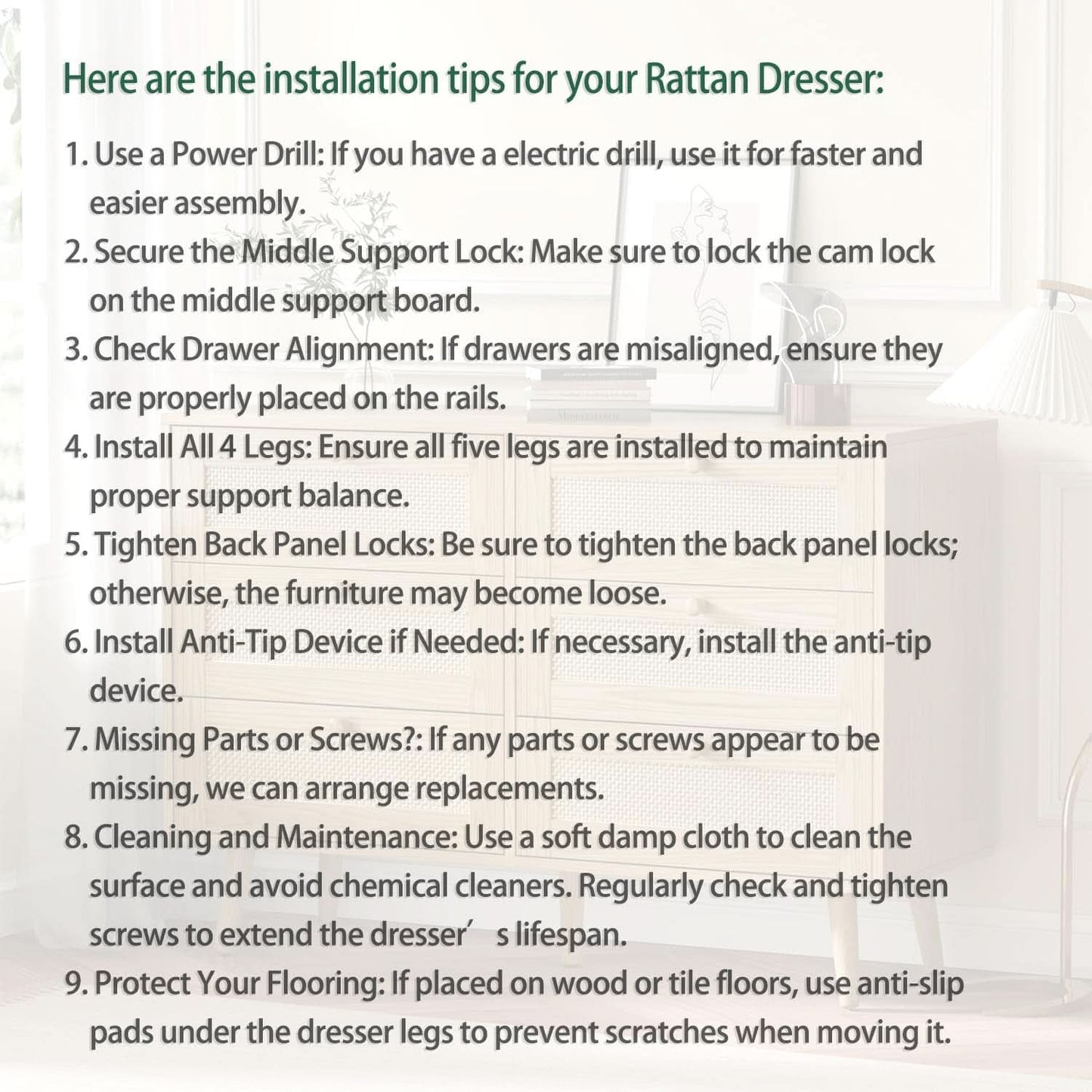 Space-Saving 3-Drawer Rattan Dresser For Bedroom Storage