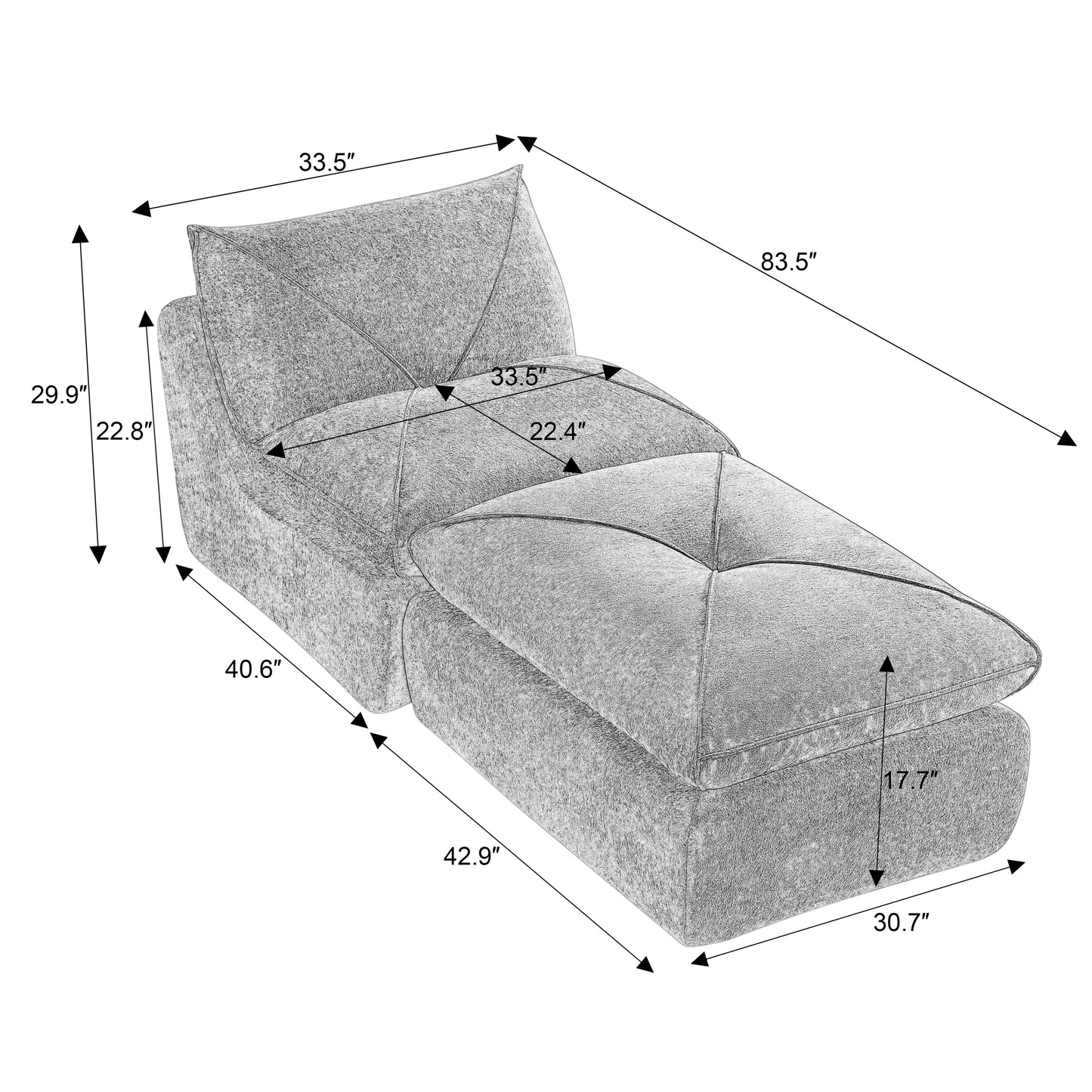 Chair Modern Chenille Beige 1 Seat with Foot Pedal