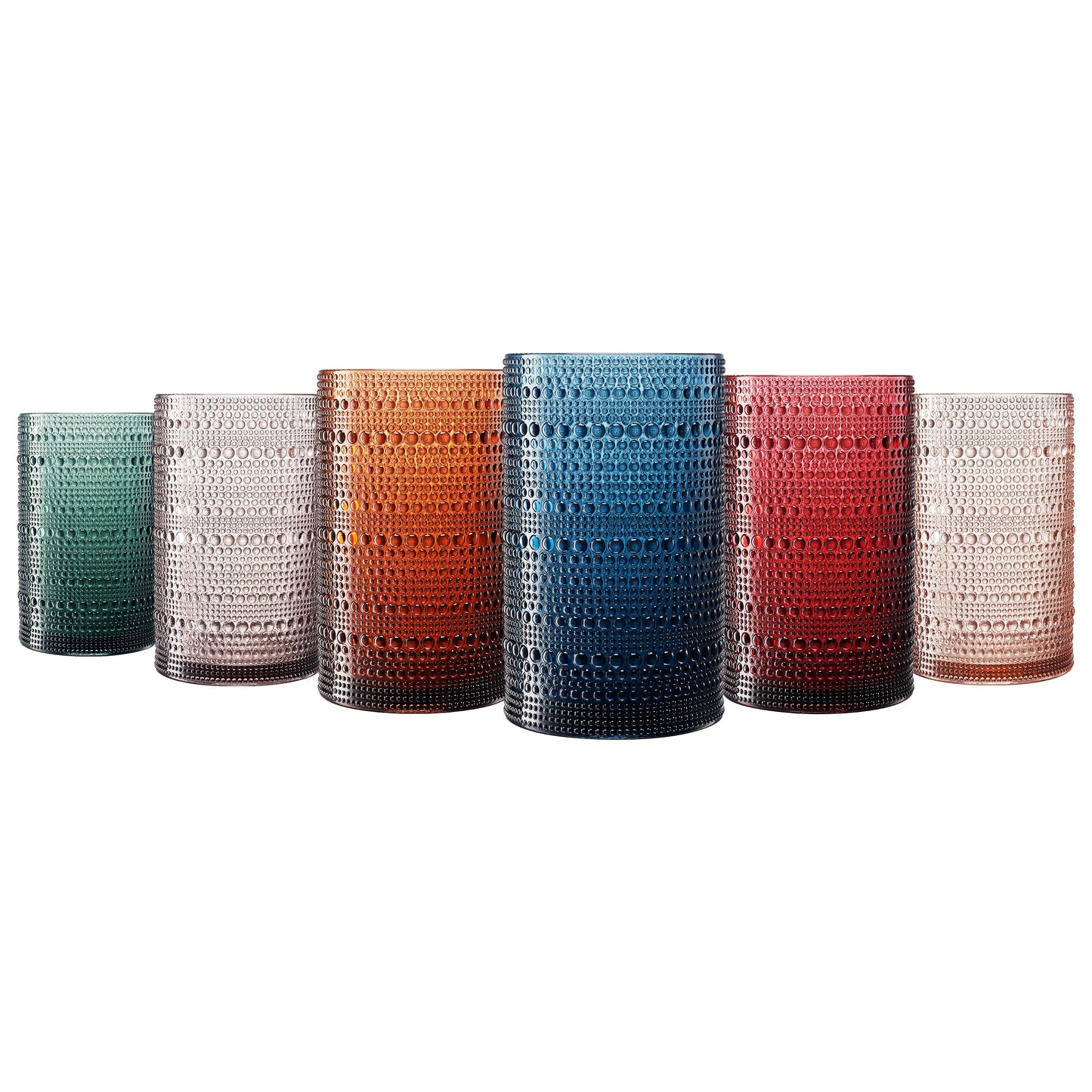 Eze Acrylic Highball Hobnail Glassware, Set of 6