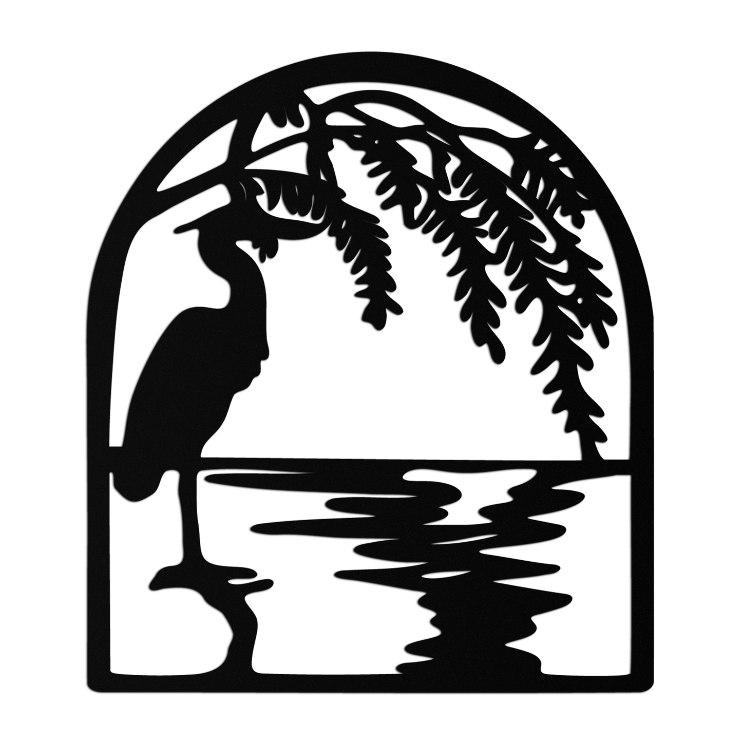 Flamingo Lake Scene Metal Wall Art – Tranquil Nature-Inspired Silhouette for Home Decor- KAF686
