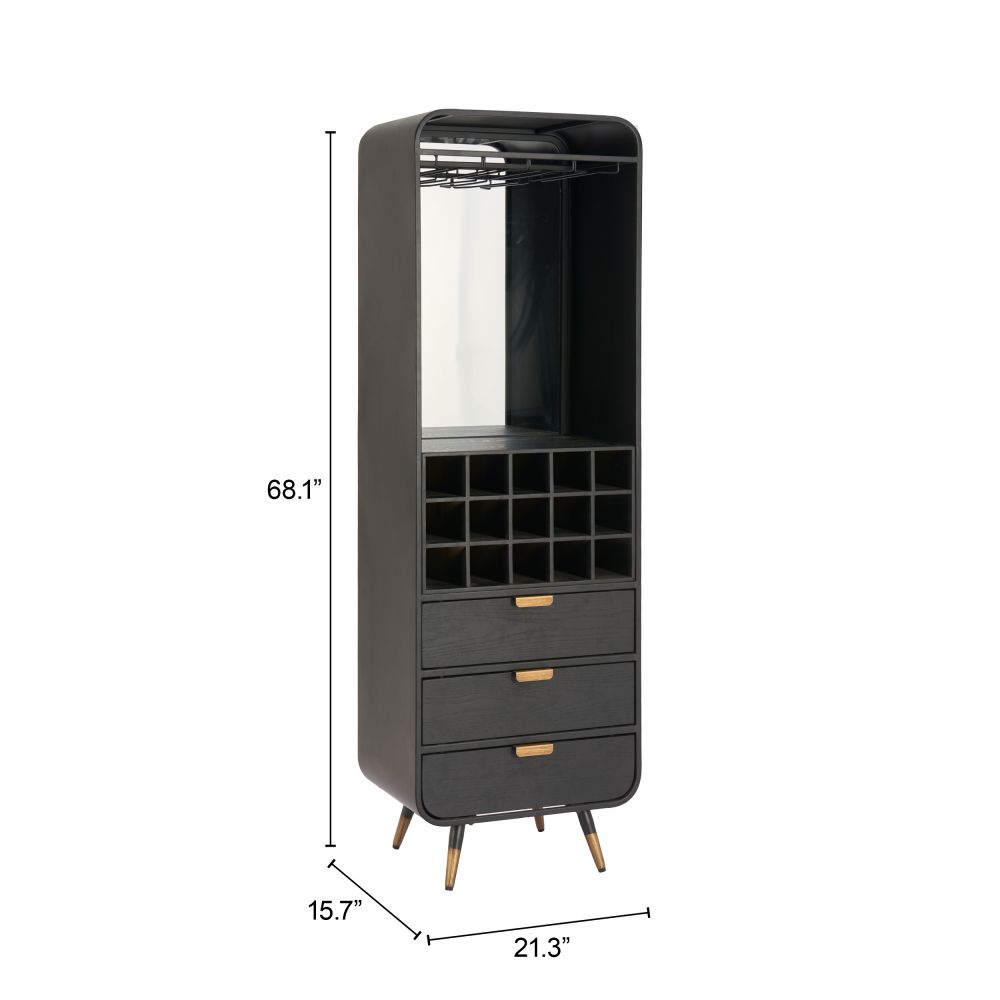 Magara Wooden Black Bar Cabinet