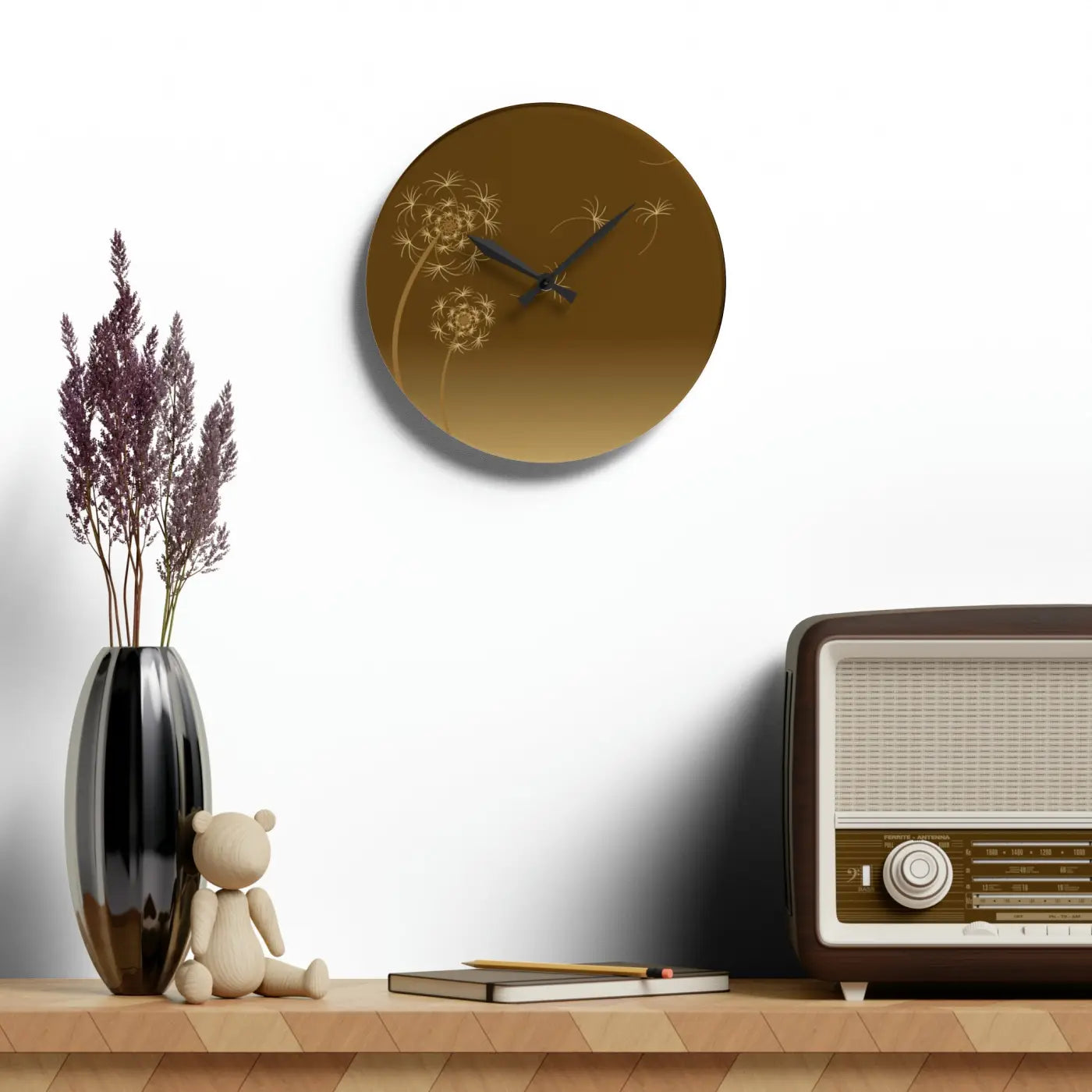 Modern Dandelions Dispersal Wall Clock Acrylic Decor - DipaliZ