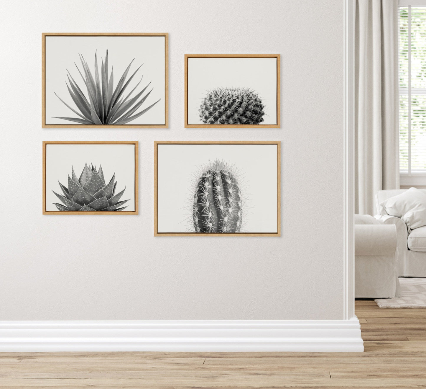 Sylvie Haze Aloe Succulent, Cactus Tall, Cactus Short and Agave Succulent Framed Canvas Art Set by The Creative Bunch Studio