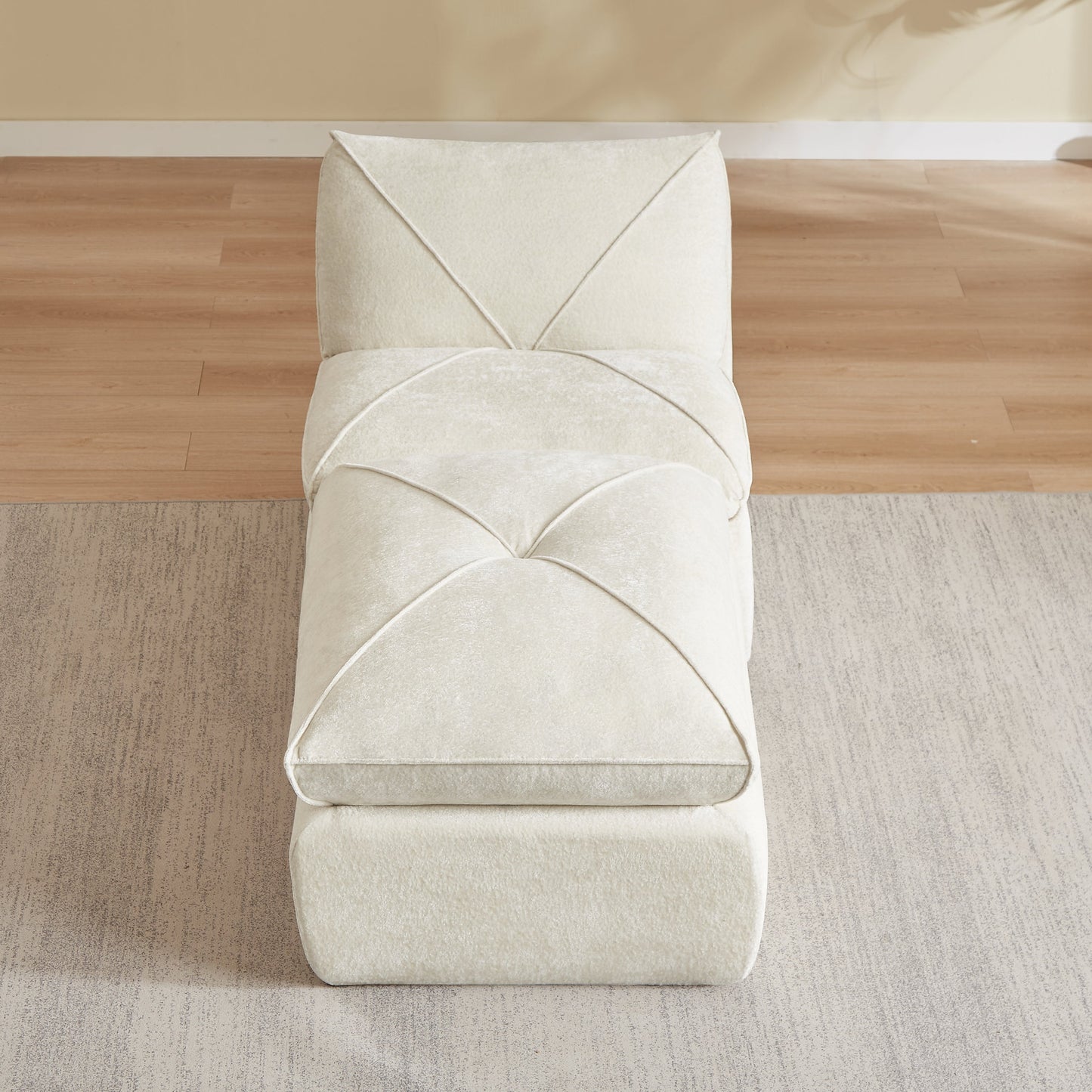 Chair Modern Chenille Beige 1 Seat with Foot Pedal