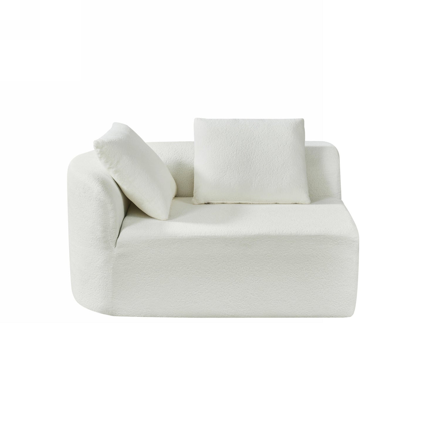 Sectional Sofa Curved Pearl Polyester Beige 3 Seat Right Chaise 116 In