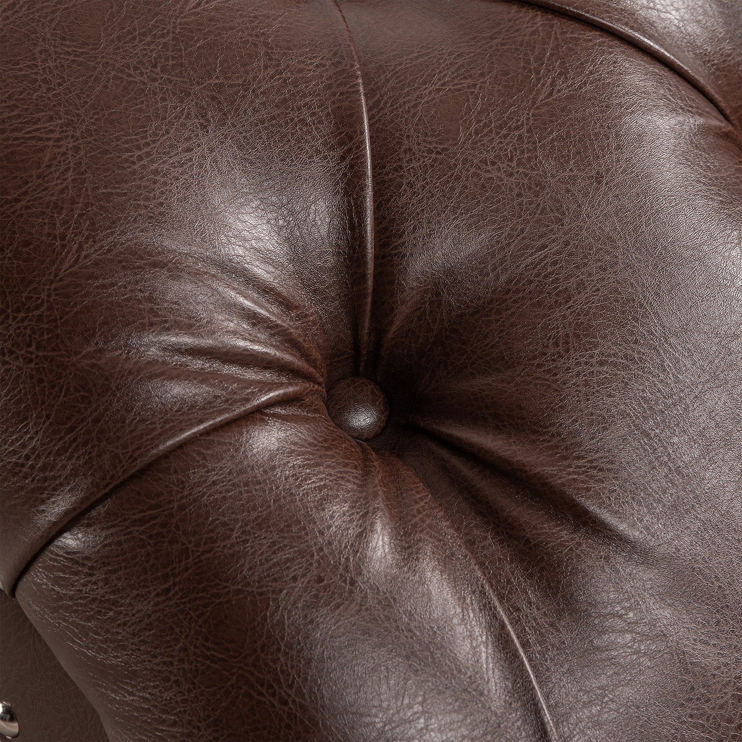 Chaise Lounge Armless PU Leather Dark Brown Tufted Foam Birch Legs 220 LB