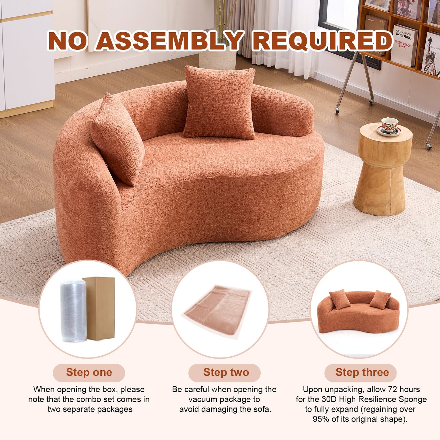 Loveseat S-Curve Chenille Coral 2 Seat Compact 66 In