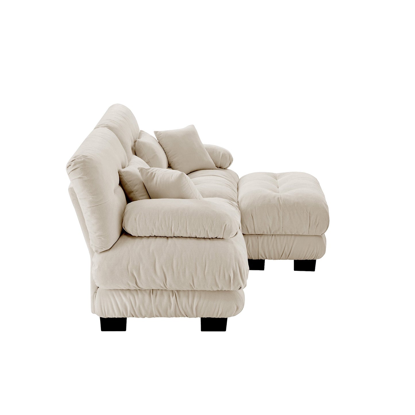 Sectional Sofa Cloud Style Chenille Light Coffee 2 Seat Convertible