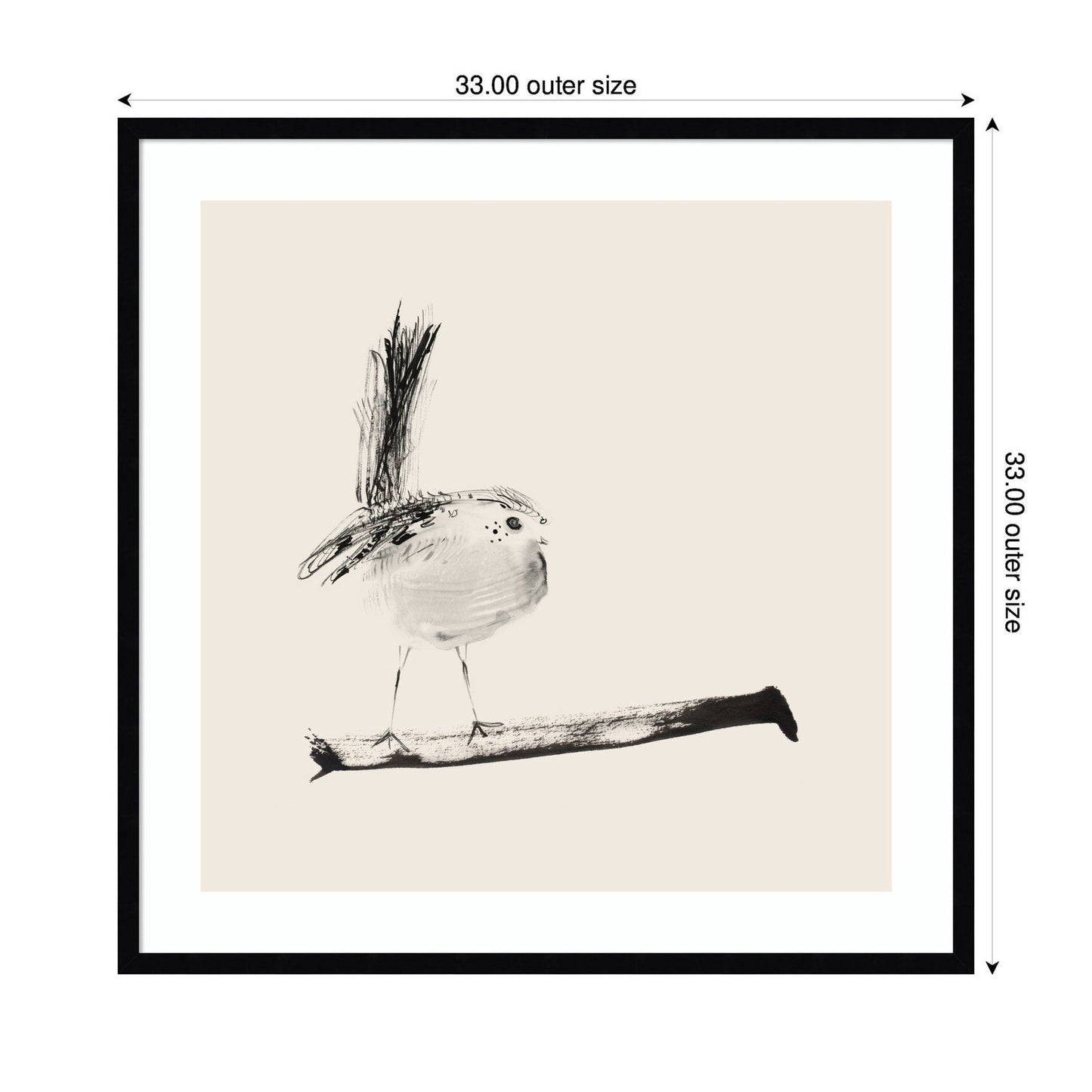 Sketched Bird On Branch by Danushka Abeygoda Framed Wall Art Print
