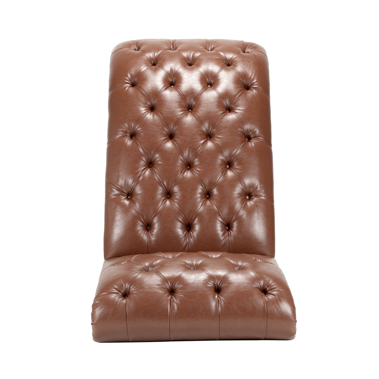 Brown PU Tufted Armless Chaise Lounge with Foam Seating and Birch Legs