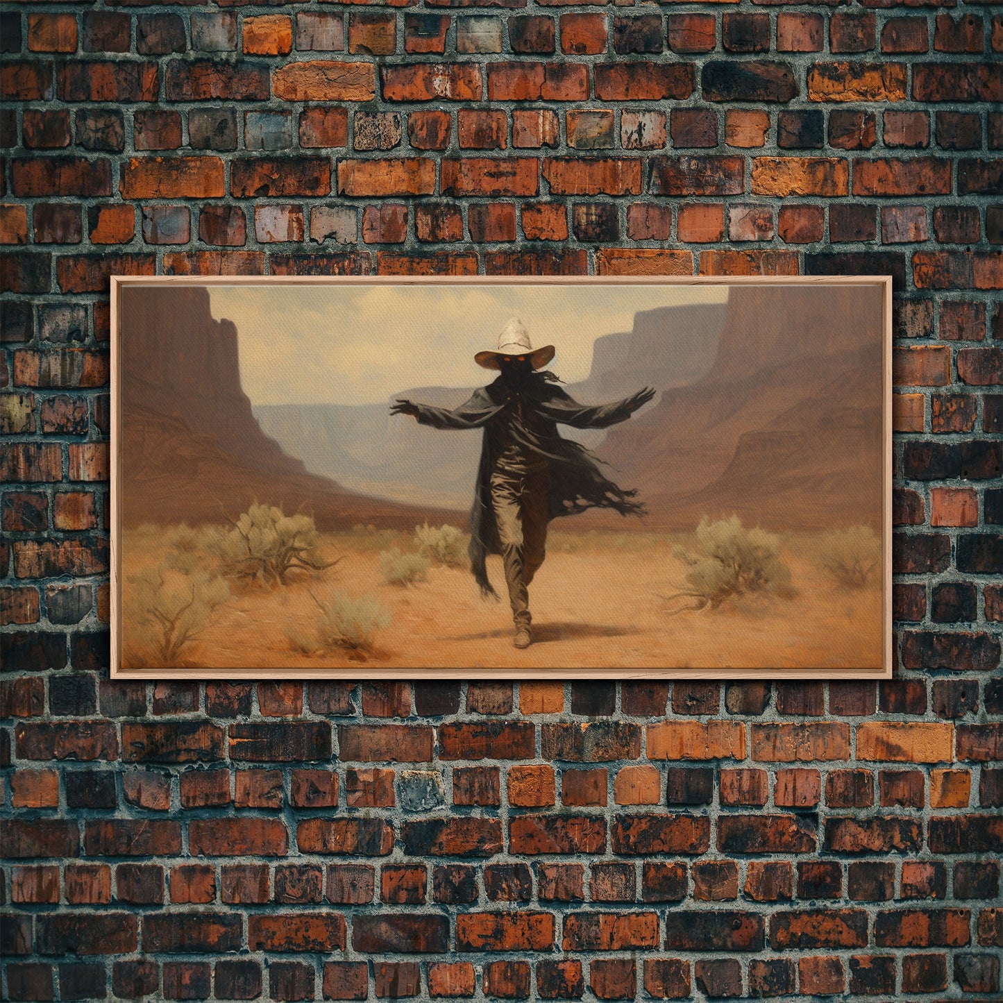 The Fabulous Ghost Cowboy Art, Framed Canvas Print, Halloween art, spooky decor, cowboy art, western decor,  ghost art