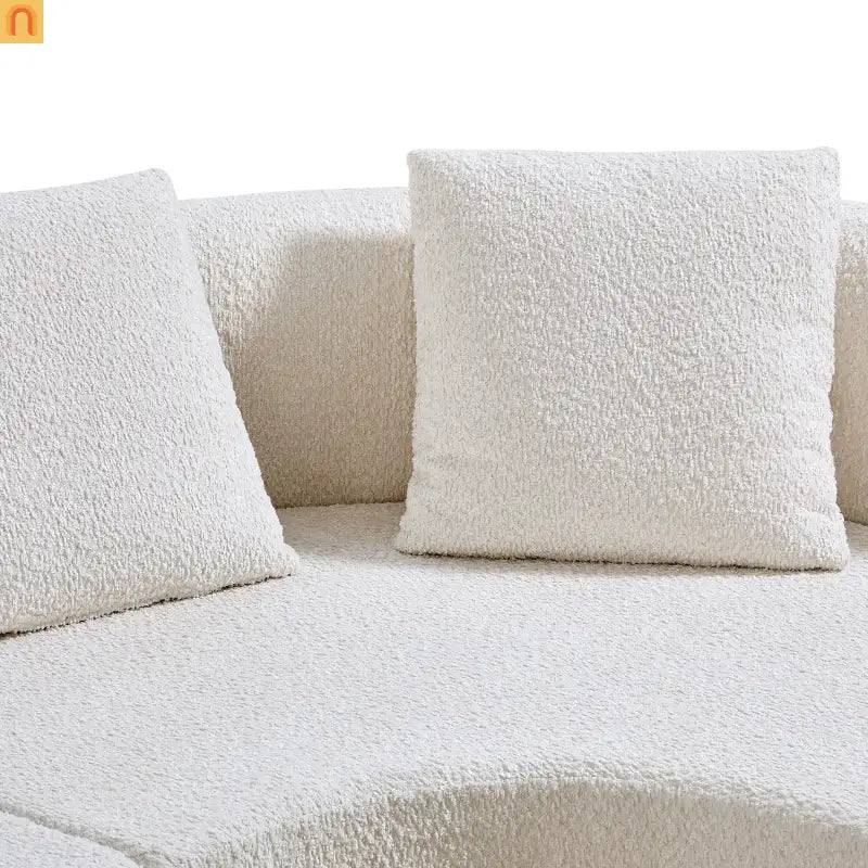 Sectional Sofa Curved L-Shape High-Density Foam Almond 4 Seat 110 In