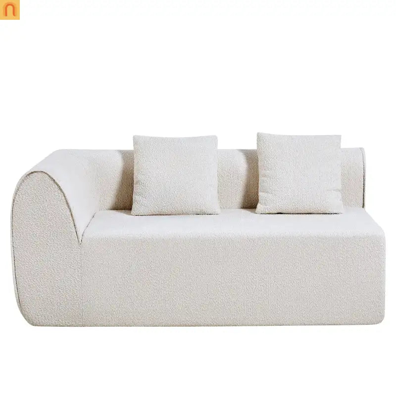 Sectional Sofa Curved L-Shape High-Density Foam Almond 4 Seat 110 In