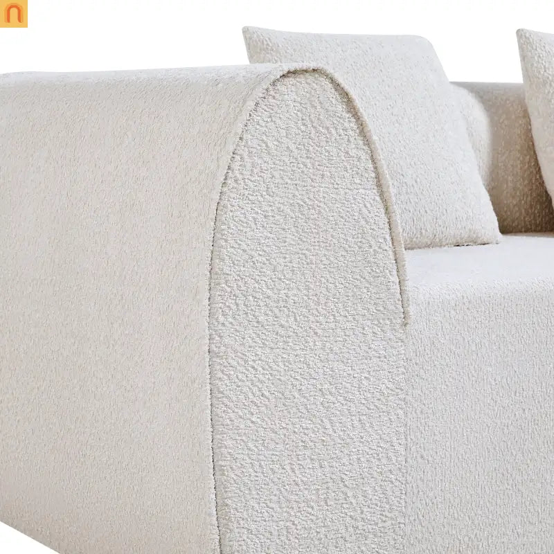 Sectional Sofa Curved L-Shape High-Density Foam Almond 4 Seat 110 In