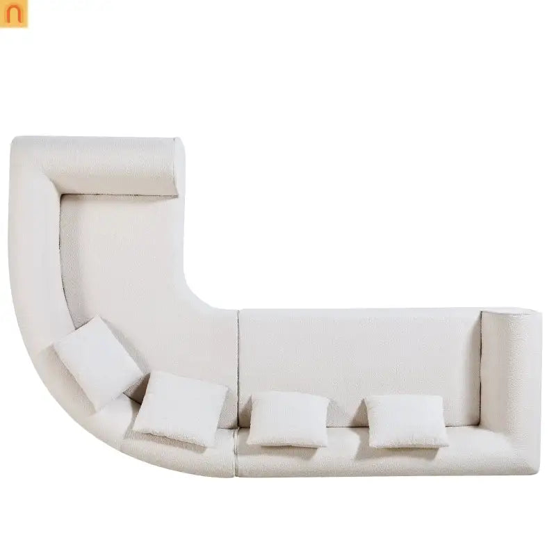 Sectional Sofa Curved L-Shape High-Density Foam Almond 4 Seat 110 In