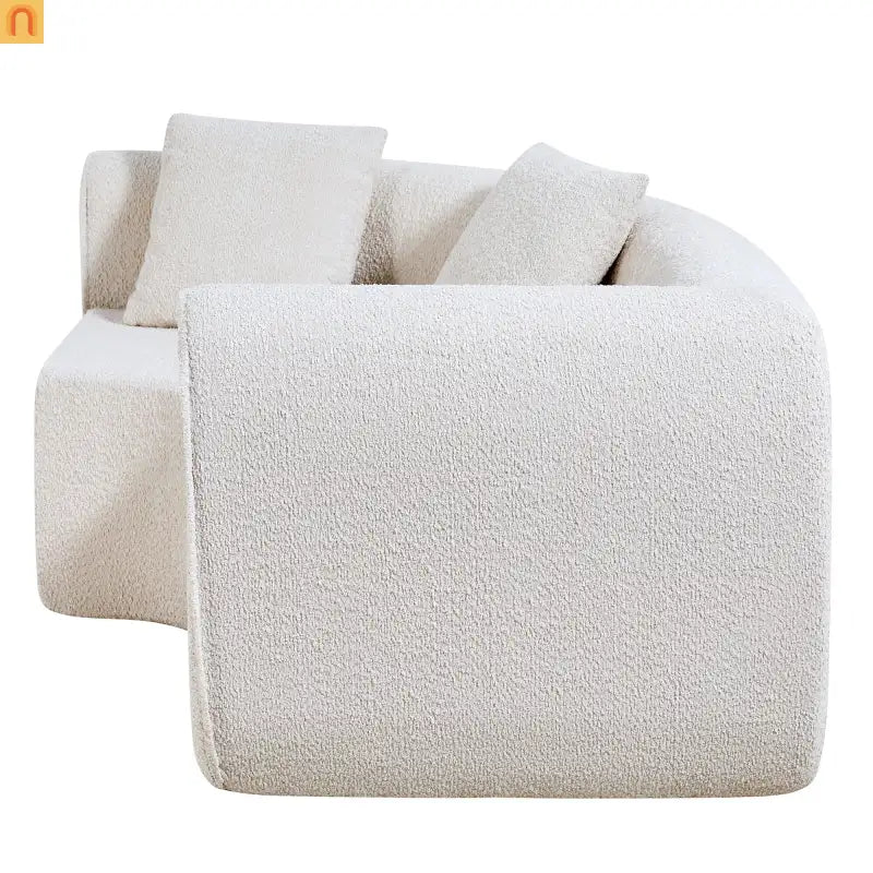 Sectional Sofa Curved L-Shape High-Density Foam Almond 4 Seat 110 In
