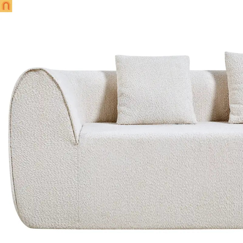 Sectional Sofa Curved L-Shape High-Density Foam Almond 4 Seat 110 In