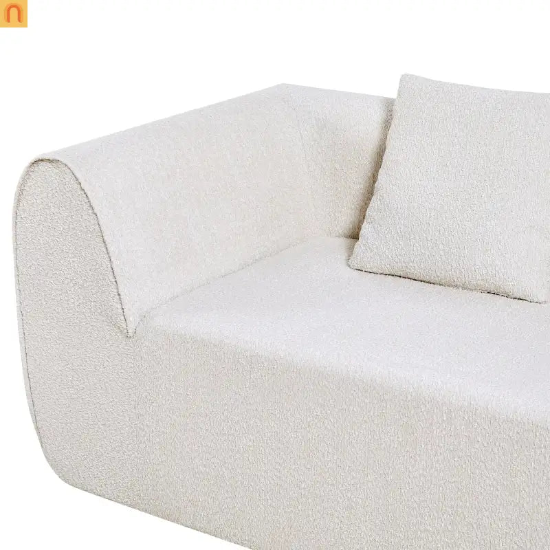 Sectional Sofa Curved L-Shape High-Density Foam Almond 4 Seat 110 In