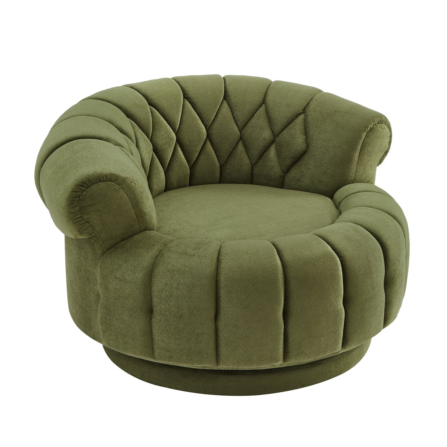 Swivel Accent Chair 360 Degree Chenille Green Oversized Round 45.9x42.7 In