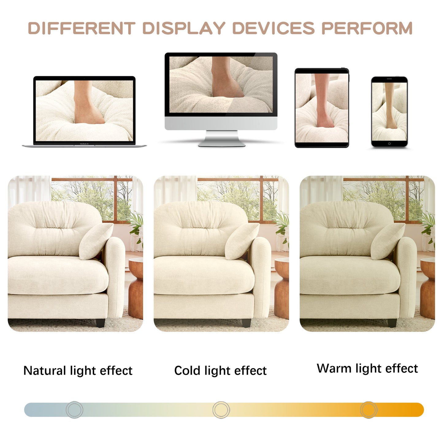 Sectional Sofa L-Shape Modular Chenille Beige Cloud Style with Ottoman