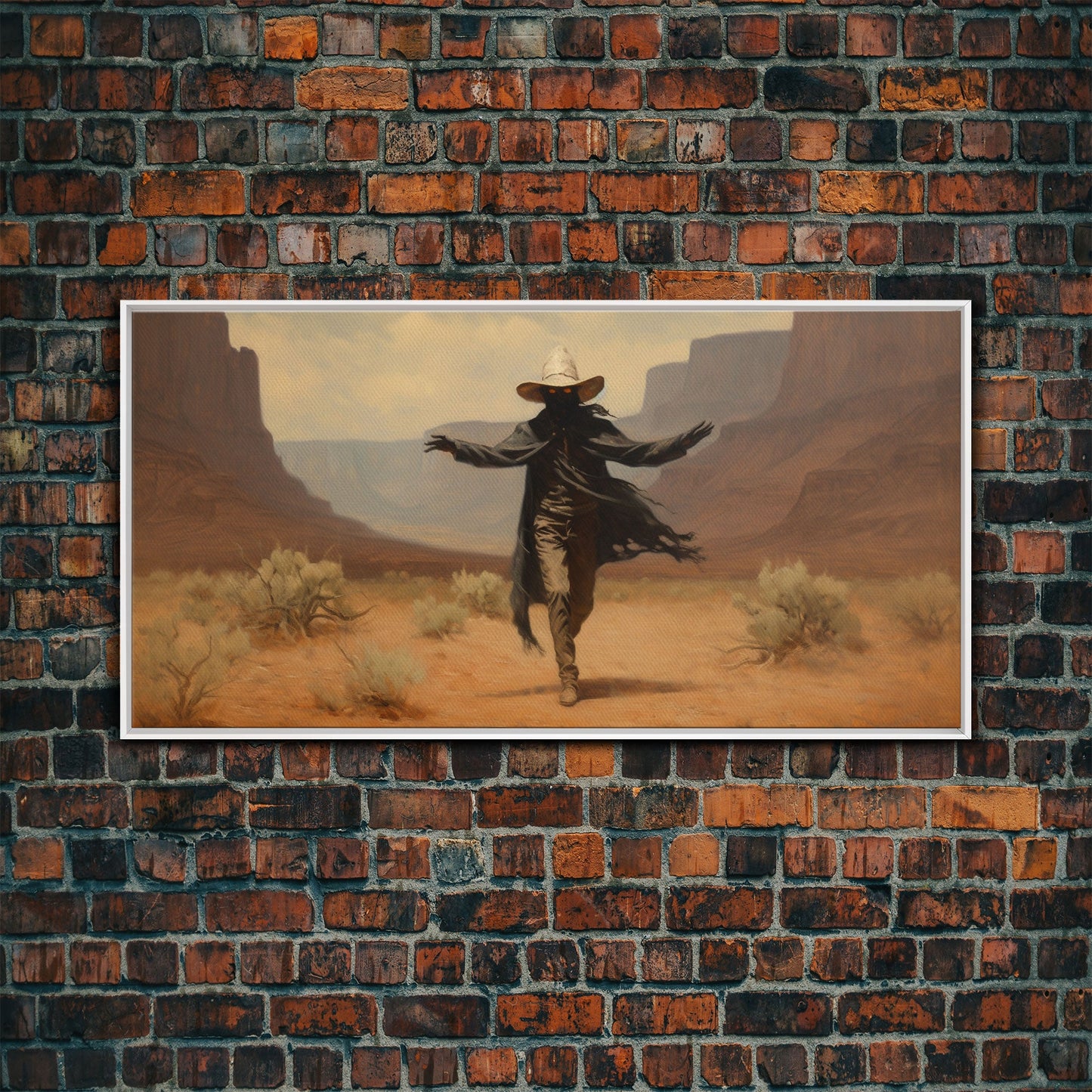 The Fabulous Ghost Cowboy Art, Framed Canvas Print, Halloween art, spooky decor, cowboy art, western decor,  ghost art