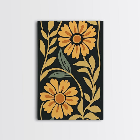 Flowers Painting Canvas Print, Retro Floral Botanical Flower Market Wall Art, Vintage Print, Flowers Painting, Floral Wall Art