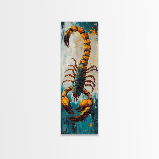 Scorpion Art, southwest wall art, blotter art, desert painting, framed canvas print, rustic decor, vintage art, living room art