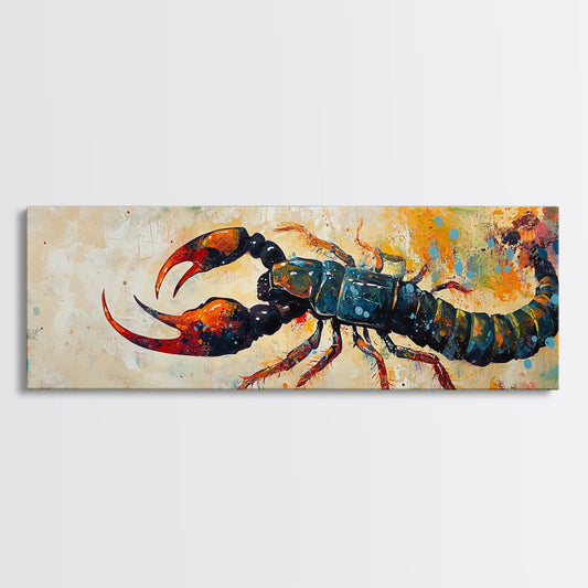 Colorful Scorpion Canvas Print Unique Wall Art, Boho Home Decor, Abstract Animal Painting, Vibrant Desert Art, Living Room Accent