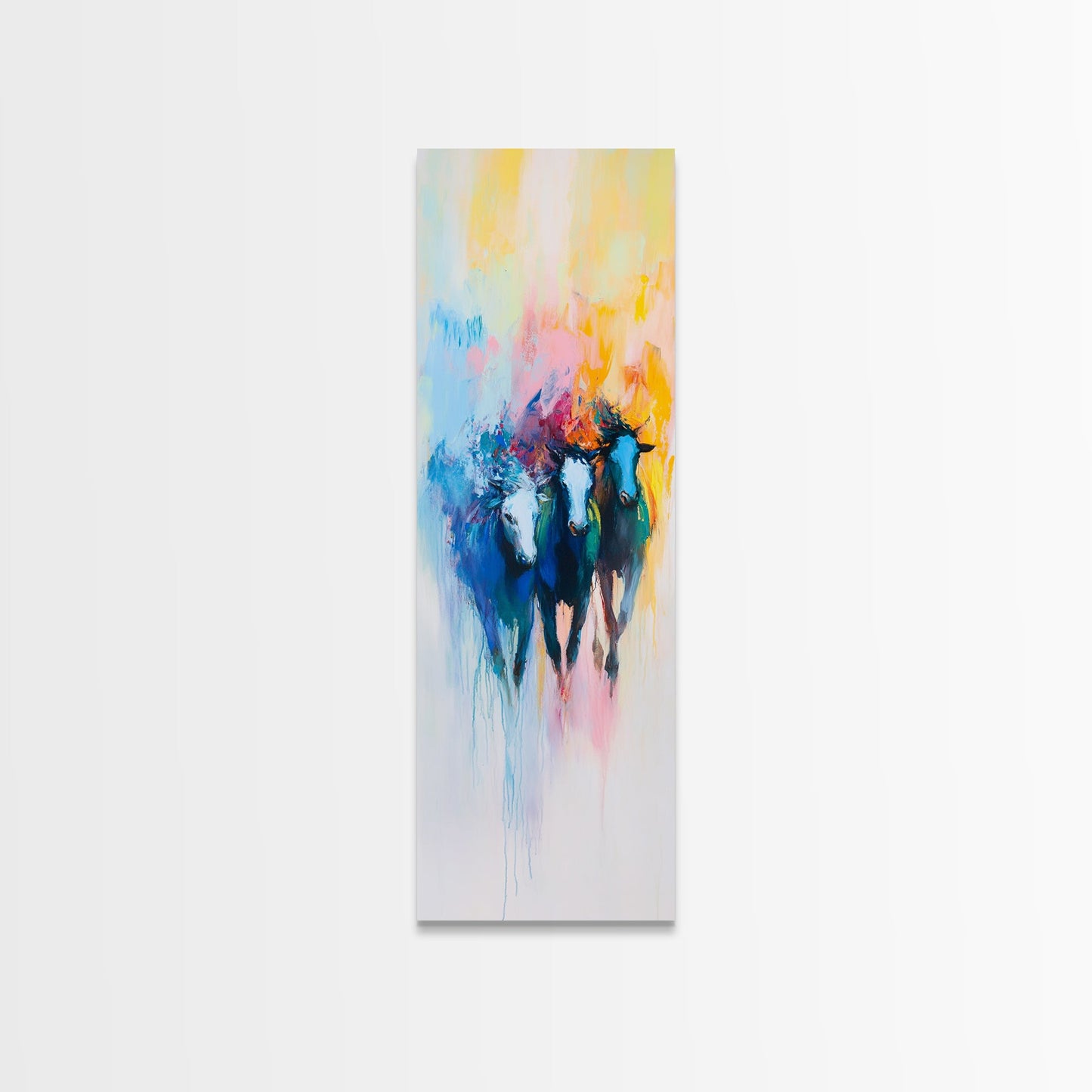 Abstract Horse Art Framed Canvas Print Colorful Western Wall Art, Bull and Bear Art, Moody Art, Farmhouse Art, Rustic Wall Art