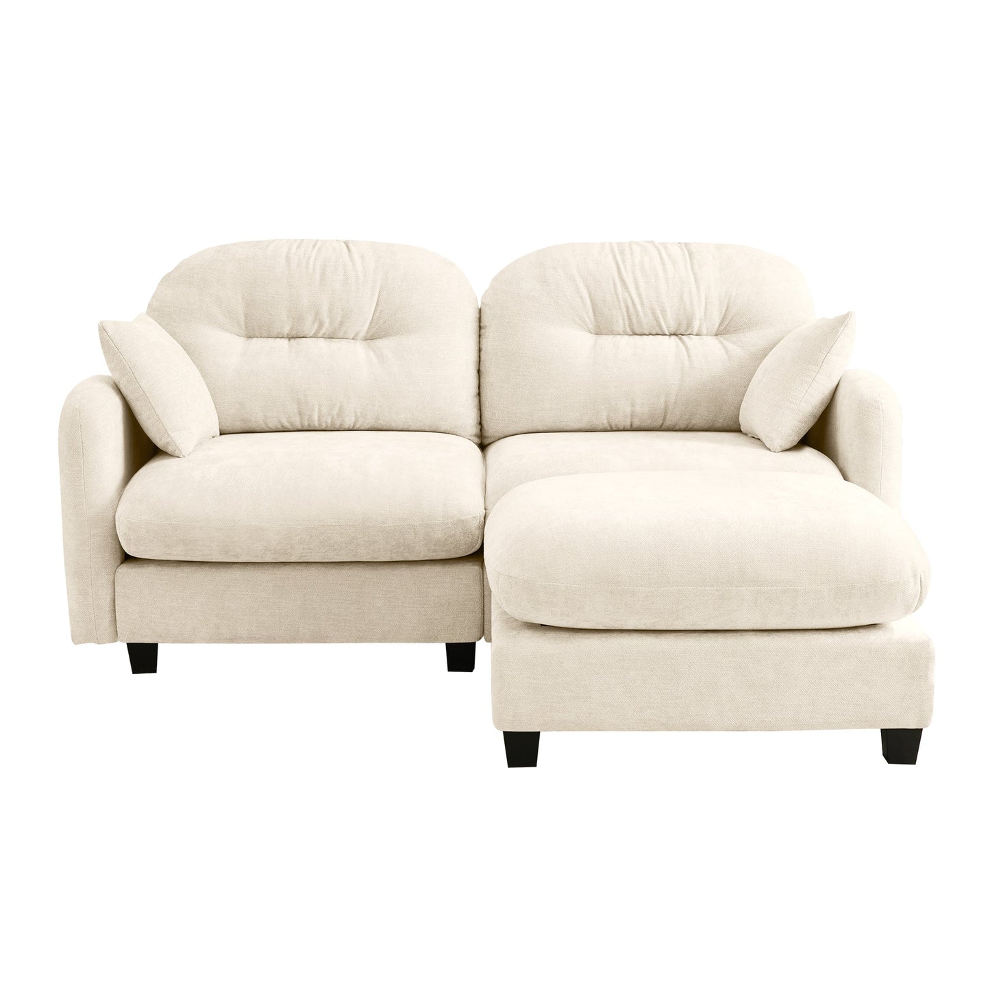 Sectional Sofa L-Shape Modular Chenille Beige Cloud Style with Ottoman