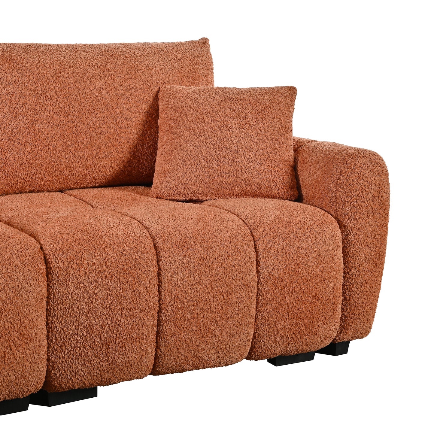 Sectional Sofa L-Shape Boucle Orange 4 Seat Ottoman 110 In