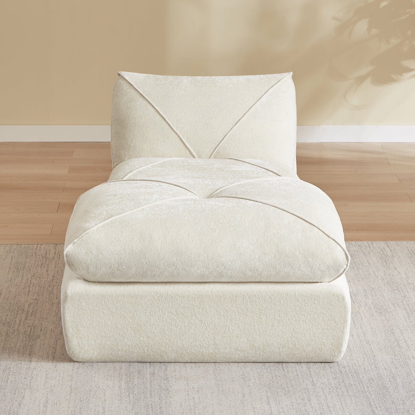 Chair Modern Chenille Beige 1 Seat with Foot Pedal