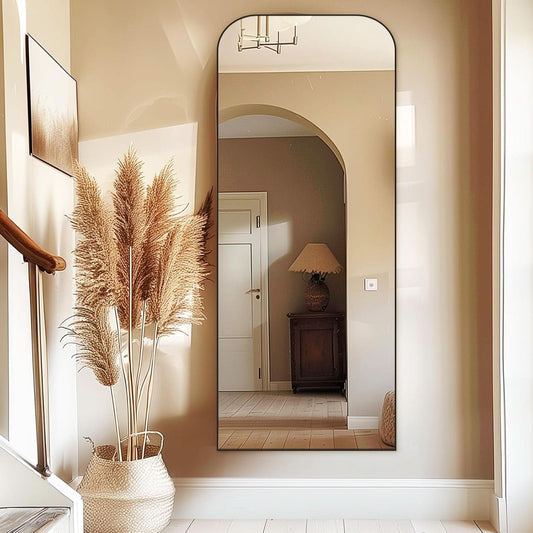 71 Inch Black Oversized Full Length Arch Floor Mirror