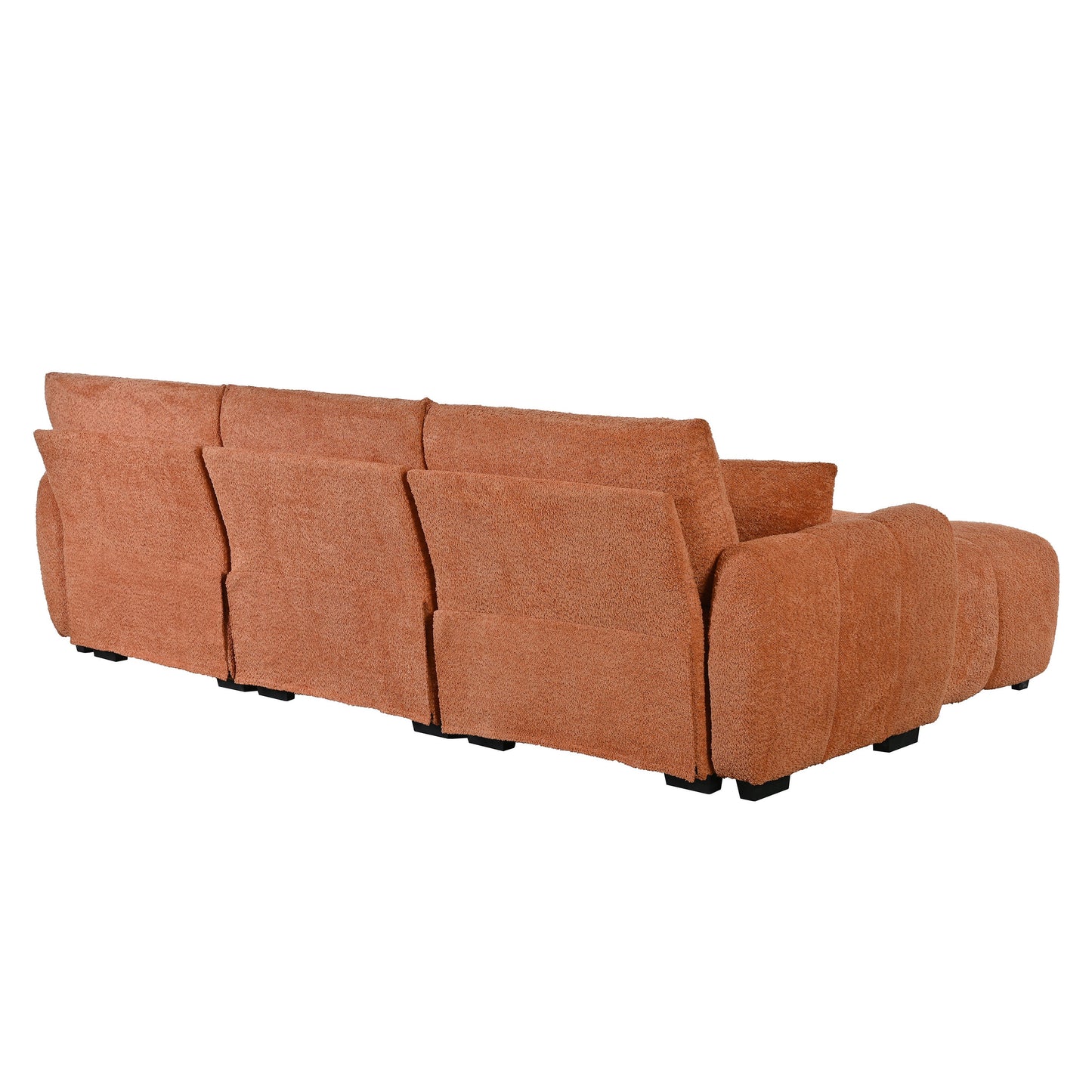 Sectional Sofa L-Shape Boucle Orange 4 Seat Ottoman 110 In
