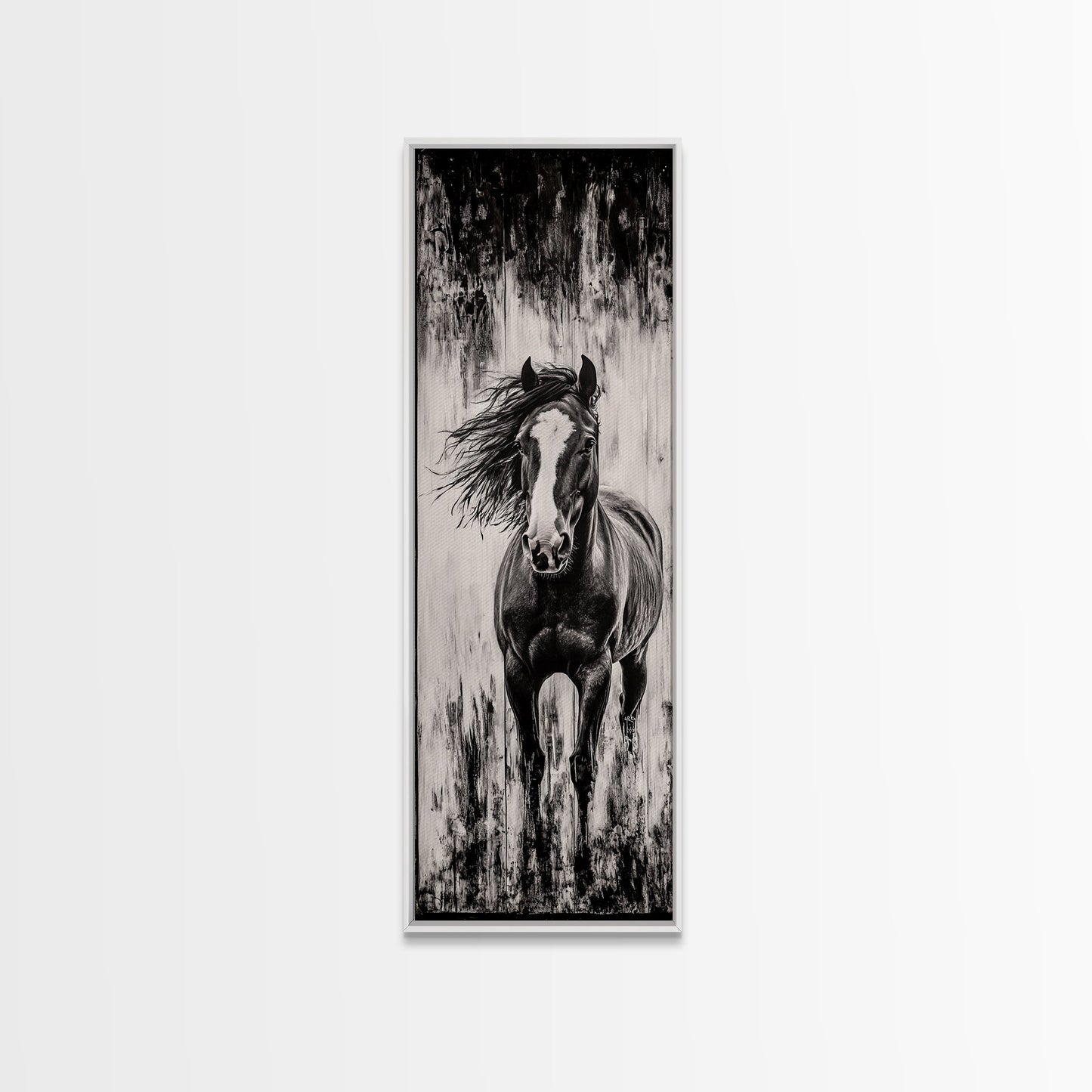 Running Horse, Black and White Art, Western Wall Art, Rustic Home Decor, Equestrian Canvas Print, Large Wall Art, Office Decor