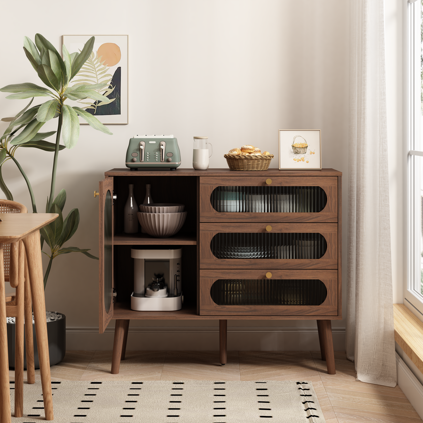 Chest of Drawers 3-Drawer Natural Particle Board 4 Legs 39.37x31.69 In
