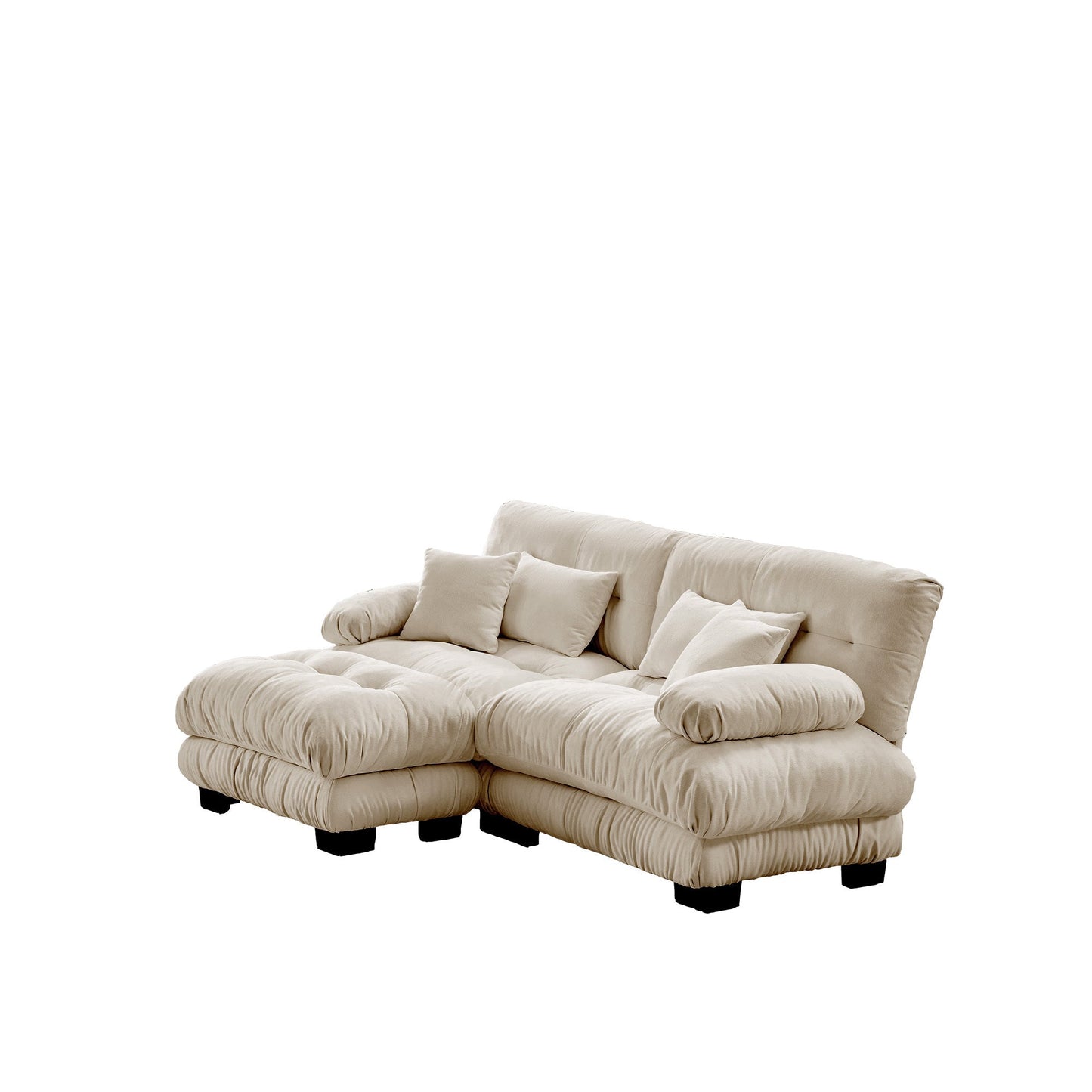 Sectional Sofa Cloud Style Chenille Light Coffee 2 Seat Convertible