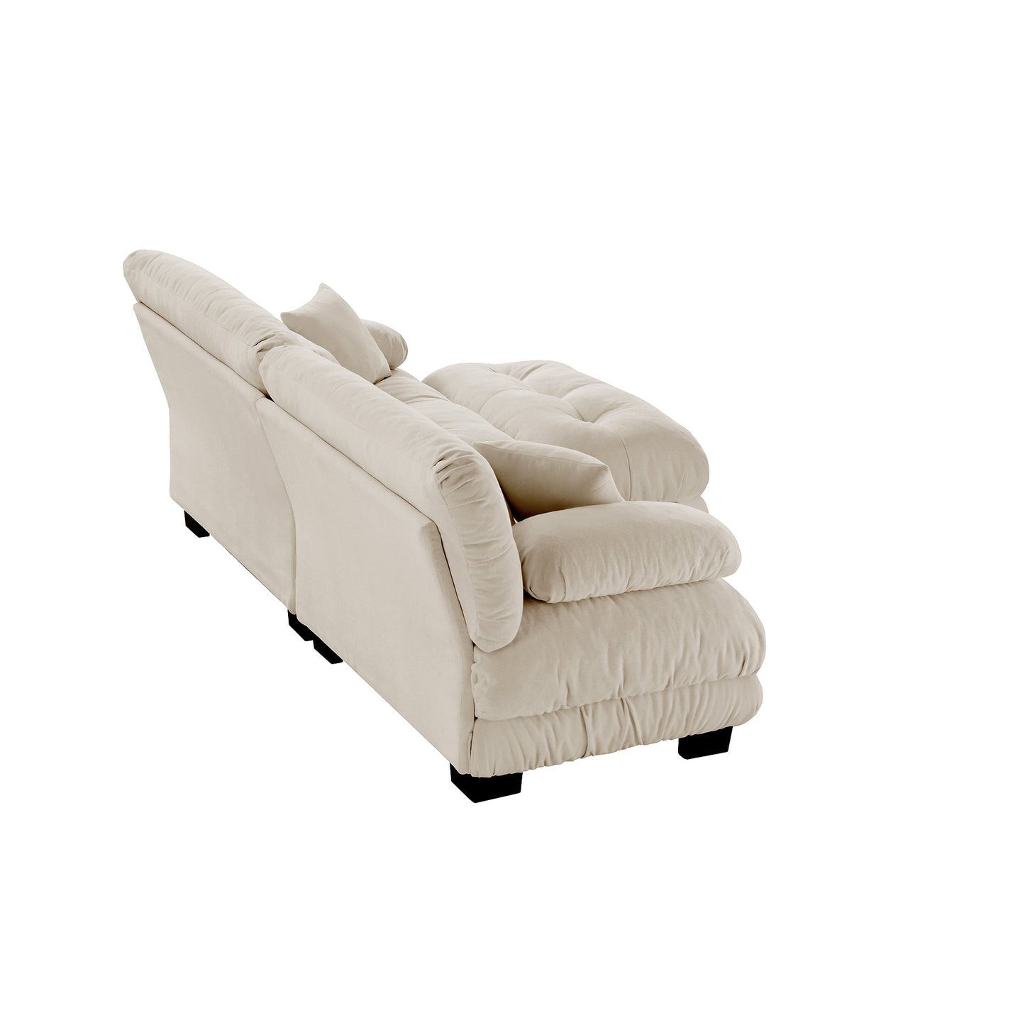 Sectional Sofa Cloud Style Chenille Light Coffee 2 Seat Convertible