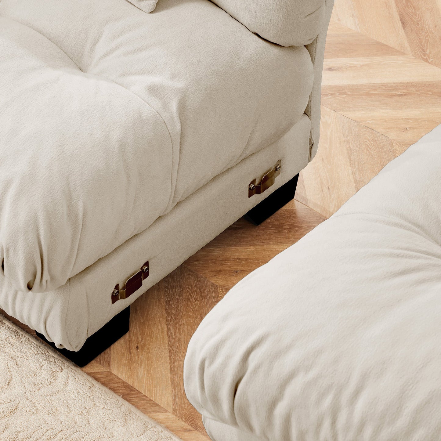 Sectional Sofa Cloud Style Chenille Light Coffee 2 Seat Convertible
