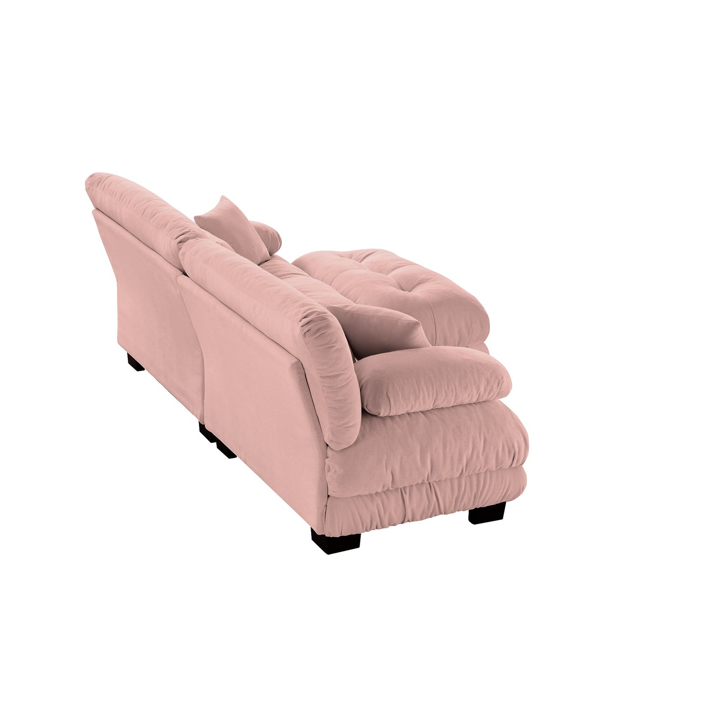 Sectional Sofa Cloud Curved Chenille Pink 2 Seat Convertible Ottoman