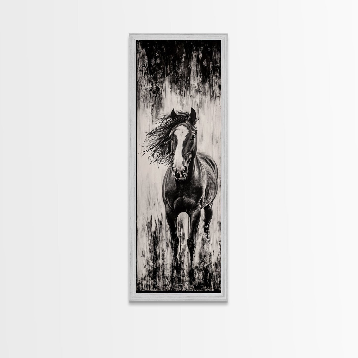 Running Horse, Black and White Art, Western Wall Art, Rustic Home Decor, Equestrian Canvas Print, Large Wall Art, Office Decor