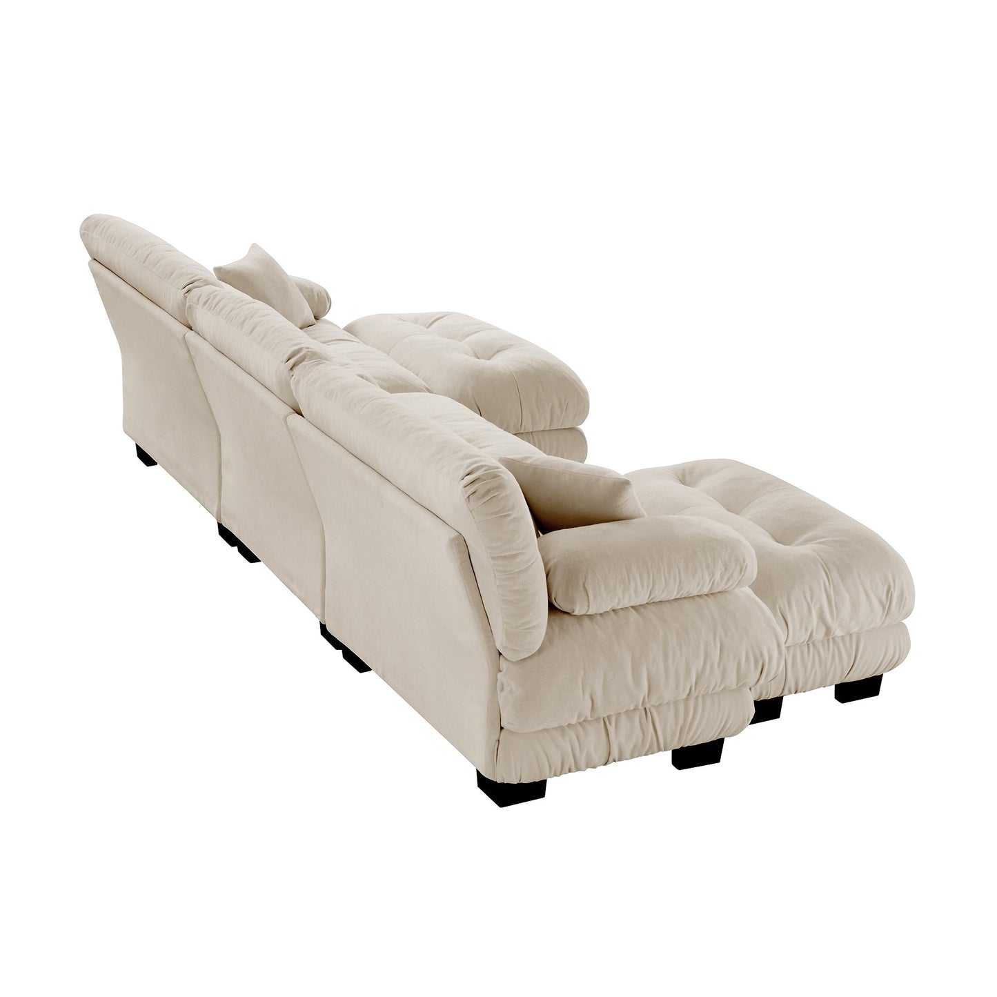 Sectional Sofa U-Shape Chenille Light Coffee 3 Seat 2 Ottomans