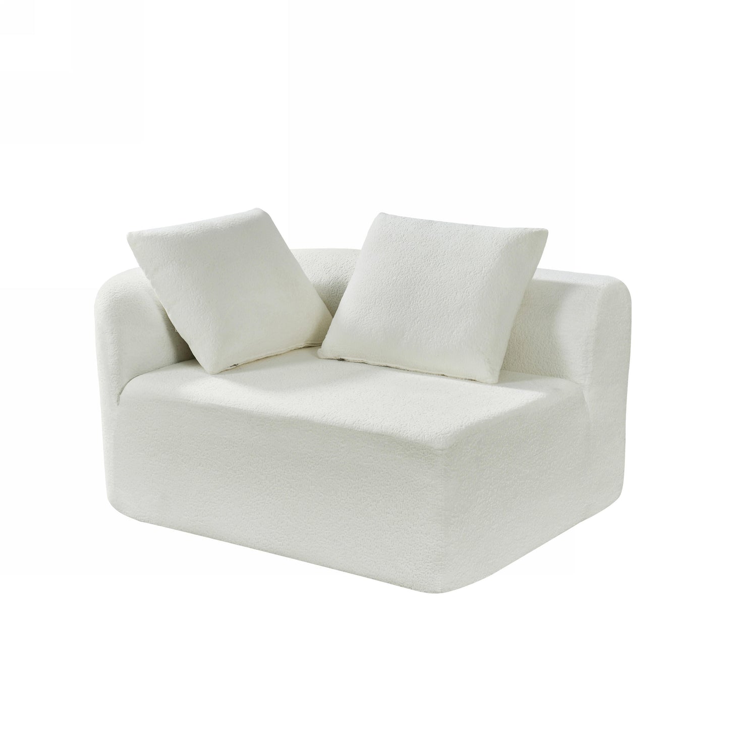 Sectional Sofa Curved Pearl Polyester Beige 3 Seat Right Chaise 116 In