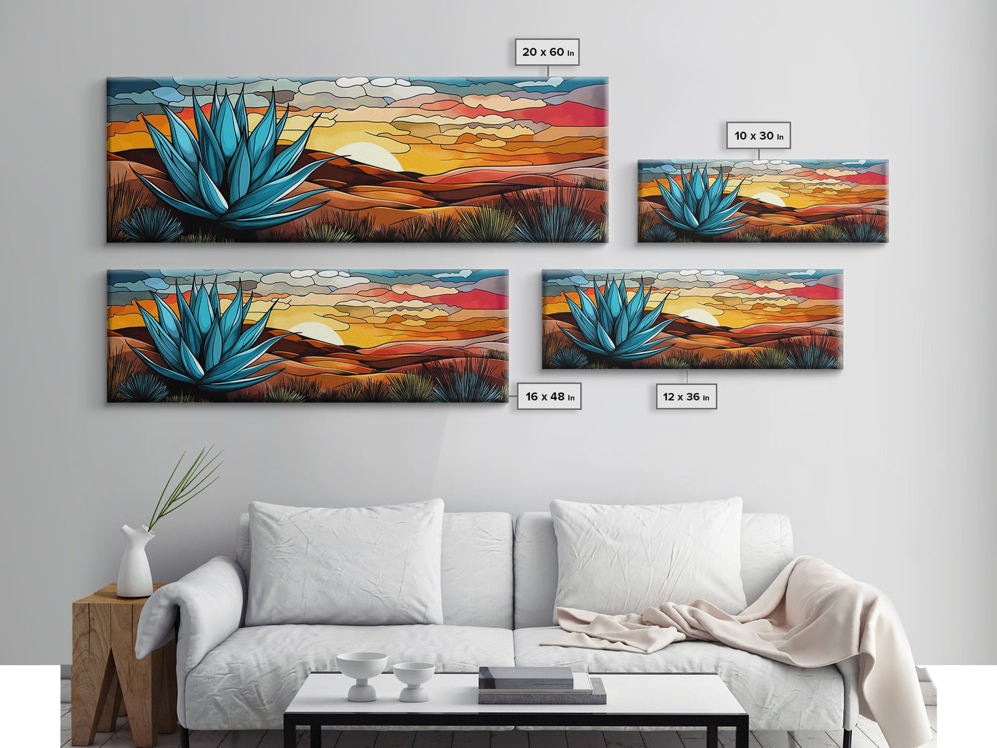 Mexicano Art - Blue Agave At Sunset - Framed Canvas Print - Agave Painting - Blue Agave - Chicano Wall Art - Mexican Art Agave Art