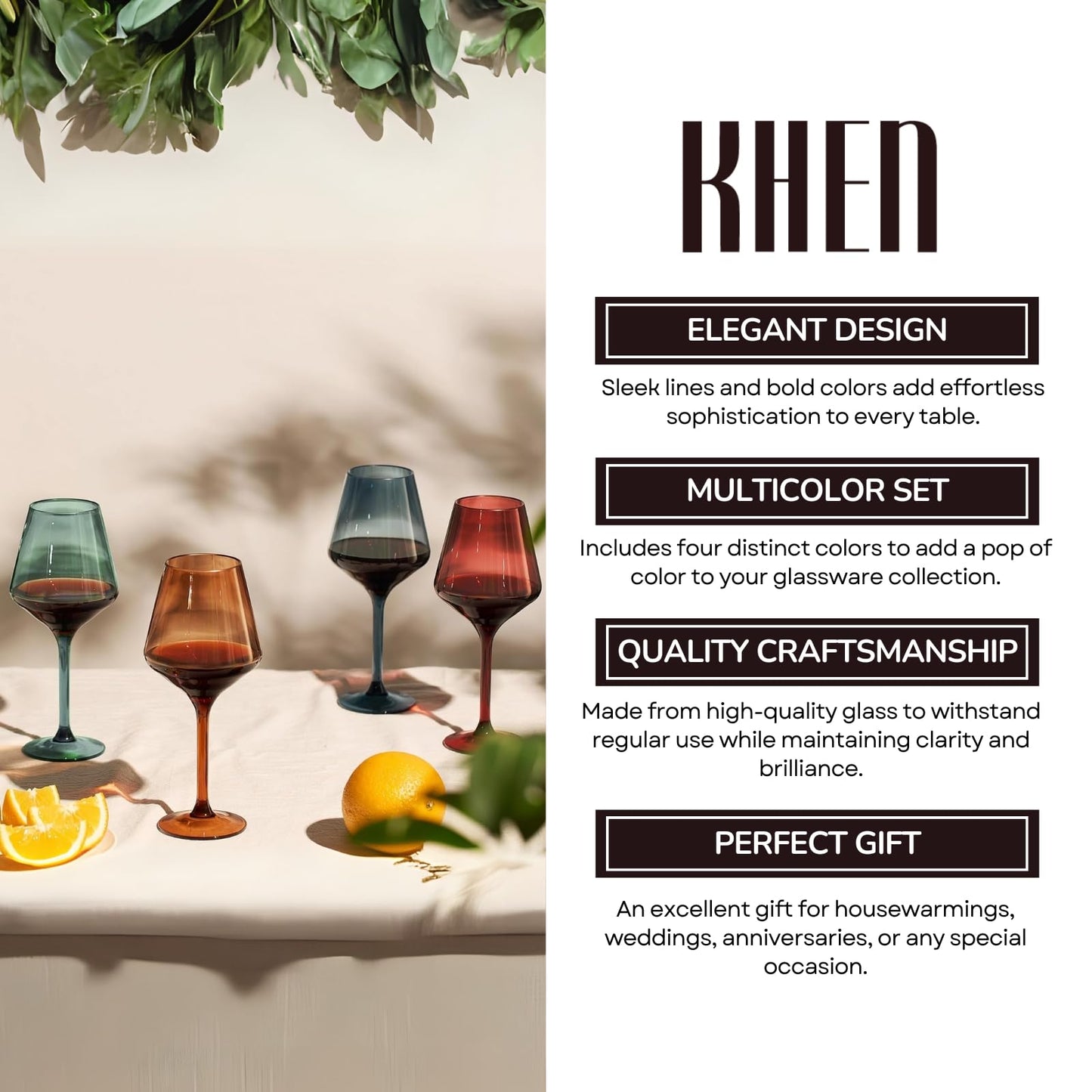Floating Shatterproof Wine Glasses | Muted Colors | Set of 4, 16 oz