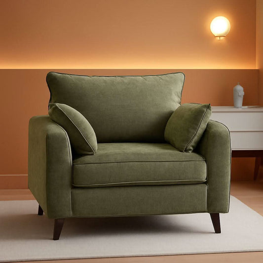 Green Chenille Oversized Accent Chair With Deep Storage