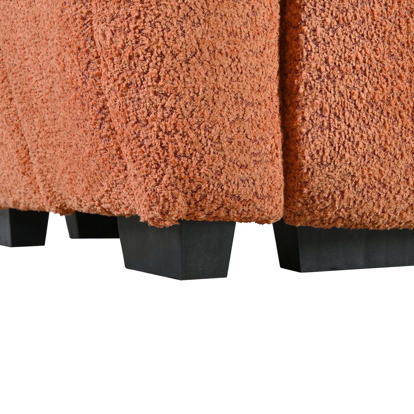 Sectional Sofa L-Shape Boucle Orange 4 Seat Ottoman 110 In