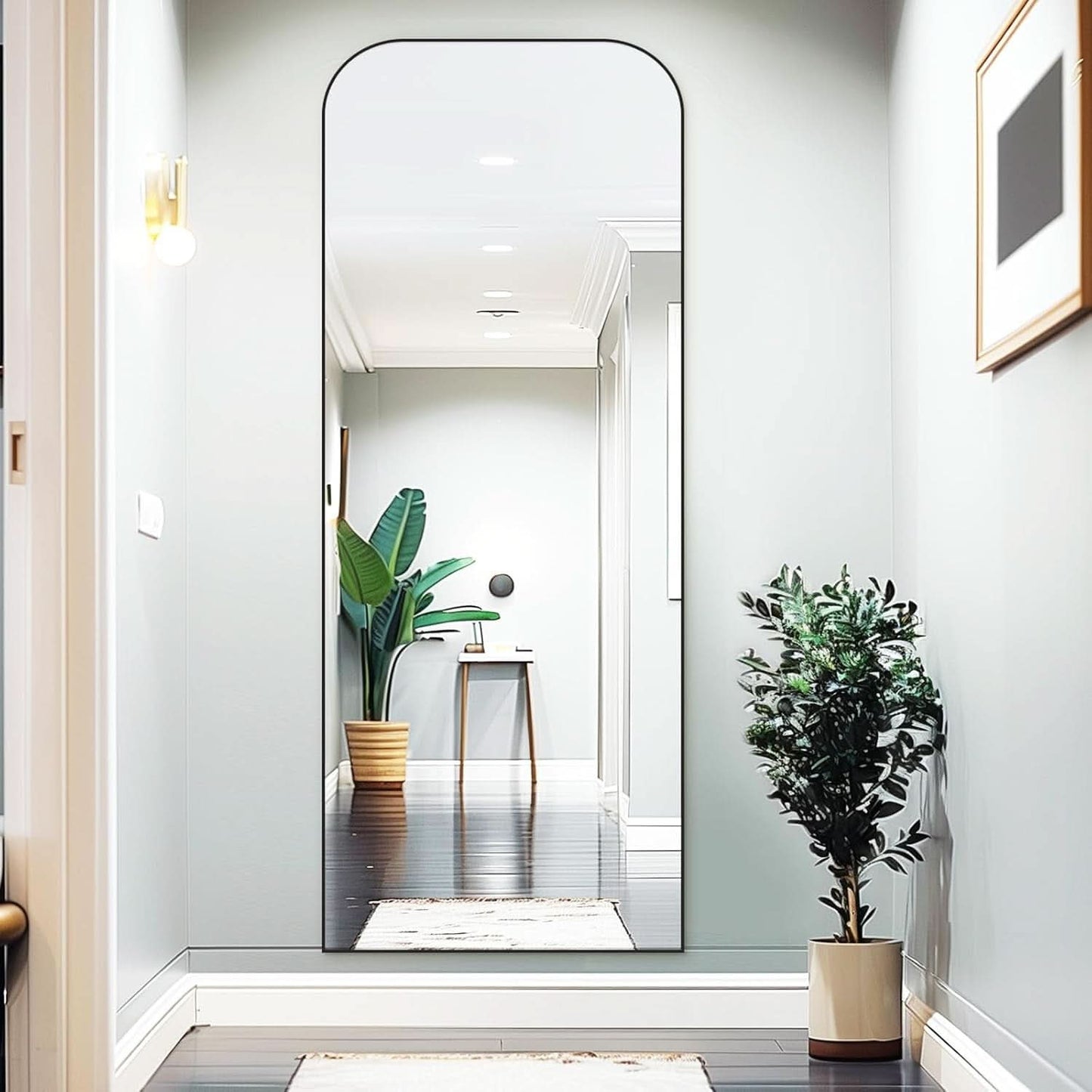 71 Inch Black Oversized Full Length Arch Floor Mirror