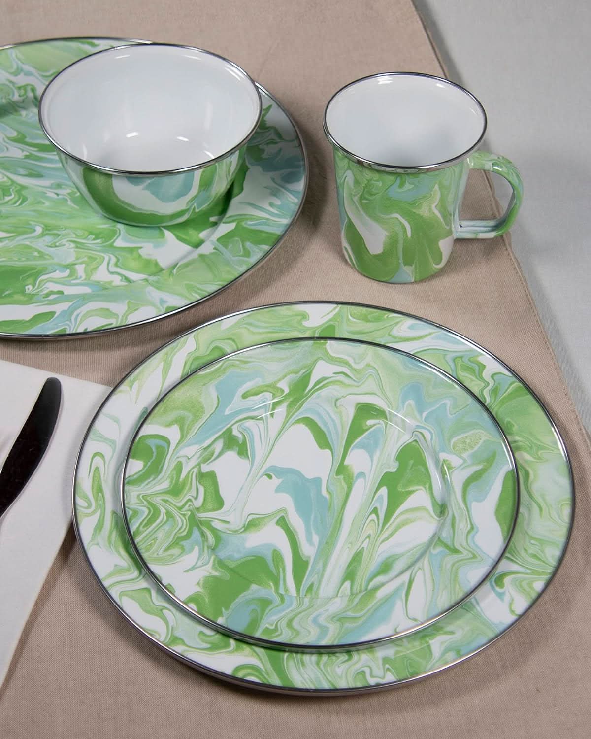 Golden Rabbit Enamelware Modern Monet Dinner Plates - Set of 4
