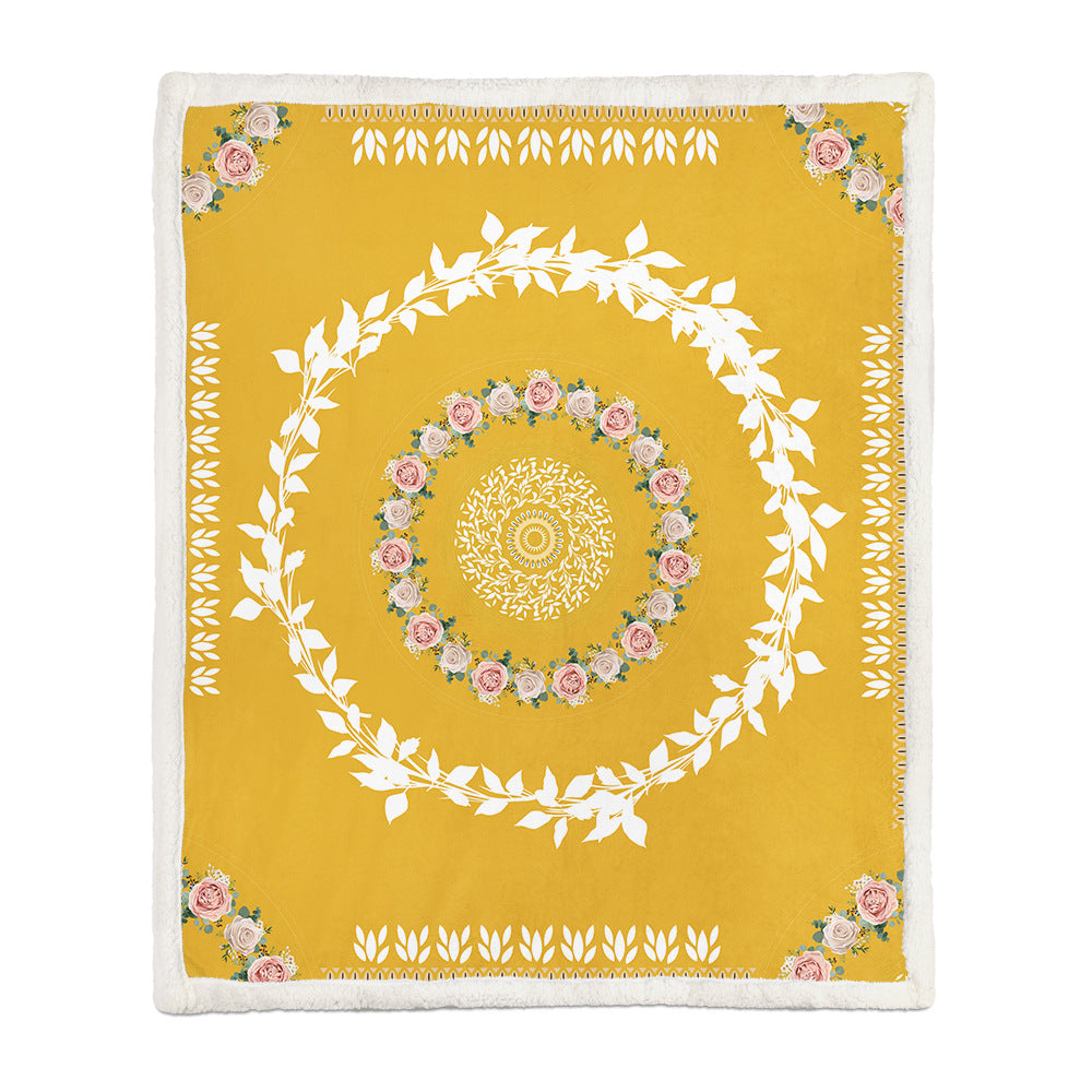 Chinese Floral Flannel Blanket – Soft Printed Throw in Multiple Sizes